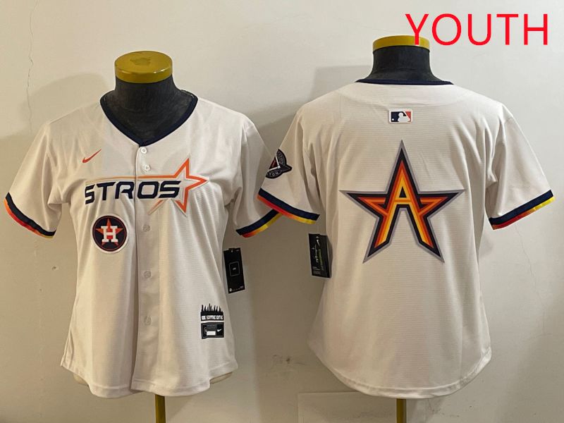 Youth Houston Astros Blank Cream Three generations Joint Name 2025 Nike MLB Jersey style 4109->youth mlb jersey->Youth Jersey